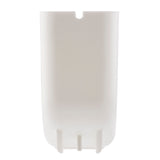 A white, cylindrical polypropylene object with a smooth surface, open top, and a small notch on the rim; the bottom has three short, evenly spaced support fins or prongs extending downward. Dishwasher safe. The background is plain white.