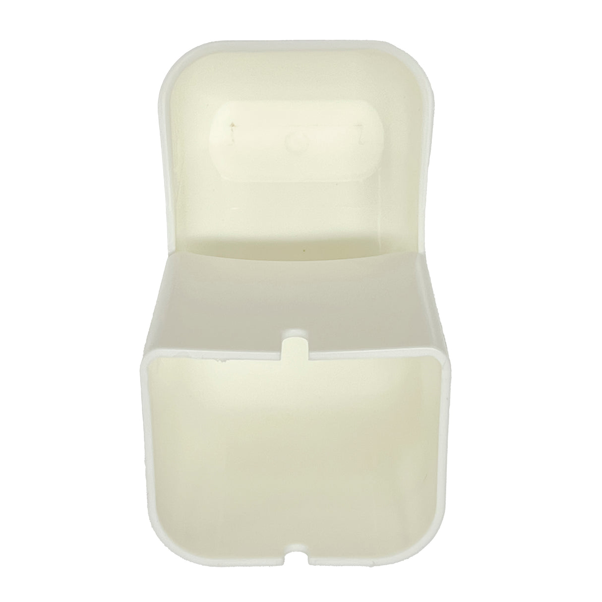 A white, rectangular polypropylene cover with rounded top corners and a front slot opening. Lightweight and dishwasher safe, this hollow design fits over or protects specific objects. The background is plain white.