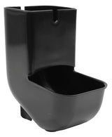 A black, polypropylene wall-mounted cup with a rectangular shape, rounded edges, and an open top. The back section is higher than the front, with a slot for mounting. Its smooth, matte surface is also dishwasher safe for easy cleaning.