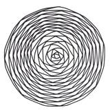 Hand-drawn black spiral of polygonal rings radiates outward in a roughly circular pattern, resembling an Artisan Collection Basket. Each uneven, multi-sided layer forms a hypnotic, maze-like effect on a white background with slightly wavy lines.