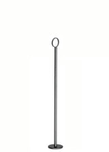 A tall, slender TableCraft number stand with a circular ring at the top and a flat round base stands upright against a plain white background. Measuring 18", it features a minimalist, industrial appearance.