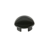 A shiny, black, dome-shaped plastic Hottle Cover with a smooth surface and two tabs underneath, set against a plain white background. Made in USA, this cap appears designed to snap onto or cover the end of a cylindrical object or opening.