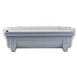 A large, rectangular gray plastic KenKut 3 dispenser with a fitted lid, raised edges, sturdy base legs, and blue latch. "KENKUT 3" is embossed on top. The container sits against a plain white background; it's also dishwasher safe.