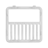 A white plastic rectangular Top Grate from GSW USA with a large open slot at the top and eight vertical slots below. Small tabs line the edges, and faint raised text reads CSW 1/2 full size. The background is plain white.