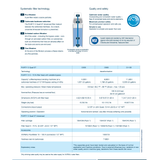 A technical table details the Vivreau Purity C500 ADVANCED Filter series for water purification, listing four water filter cartridge models—ST, C300, C500, and C1100—with specs. Icons note catalytic carbon stages and NSF certification.