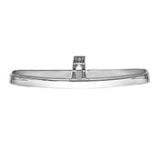 A chrome vintage car rearview mirror with rounded edges, viewed from the front. The mirror features a central mounting bracket at the top and a shiny metallic finish reminiscent of a classic Waring Mix Ingredient Lid, reflecting light brightly.