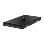 A black rectangular metal grill lid replacement with a curved handle in the center. Designed for the Waring WCM3 chocolate melter, it features curved edges and two notched cutouts along one long side, resting on a white background.