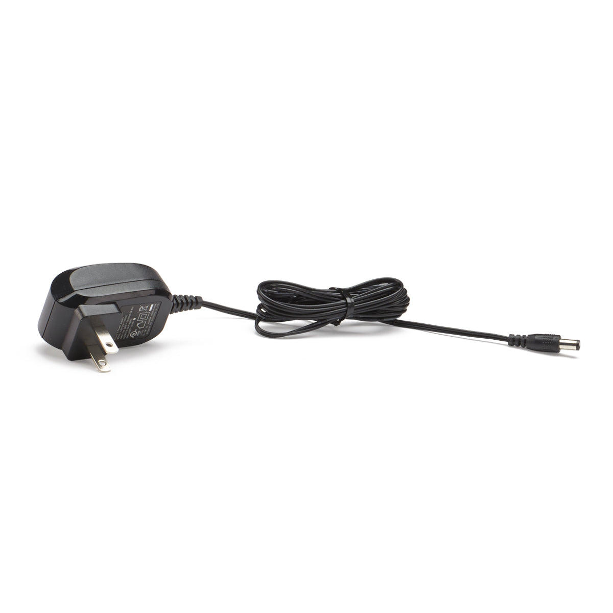 A black WEK200 power adapter with a standard two-prong US plug on one end and a long, coiled cable ending in a small cylindrical connector on the other. The Waring adapter is placed on a white background.