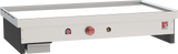A stainless steel Wolf TYG48C_LP teppanyaki griddle with a flat cooking surface, control knobs on the front, and the red Wolf logo on the right. This 48-inch commercial griddle has a boxy base and raised edges, set against a plain white background.