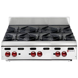 A close up of a commercial hotplate highlights its durable design and efficient heat control.