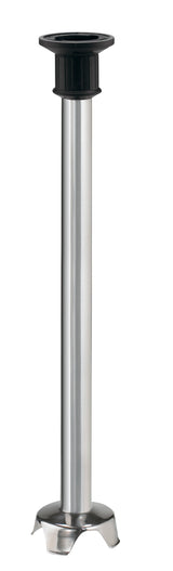 A tall, cylindrical metal leg with a shiny silver finish, similar to a 21" stainless steel shaft, features a flared base for stability and a black adjustable top mount. Commonly used as a heavy duty support leg for tables or counters. The background is plain white.