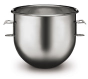 A shiny, 10 qt. stainless steel Mixing Bowl with two metal handles on each side. The bowl has a wide opening, rounded base, and reflective surface, sitting on a white background. It appears clean and empty.