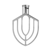 An aluminum Mixing Paddle for the WSM20L stand mixer, featuring a shiny, open geometric design. Its flat hexagonal top tapers into five curved, hollow sections, arranged symmetrically like a stylized leaf or shield.