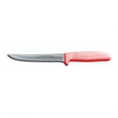 Dexter Russell 13303R Sani-Safe 6" Scalloped Utility Slicer with High-Carbon Steel Blade and Red Handle