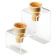 Cal-Mil 3601-2 Clear 5 3/4" High 3 1/2" Wide 2-Cone Acrylic Ice Cream Cone Holder With 2" Diameter Cutouts