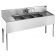 Krowne 18-53C 1800 Series 60" Wide Bar Sink Unit With Wall Mount Faucet, 12" Left And Right Drainboards, 3 Compartments