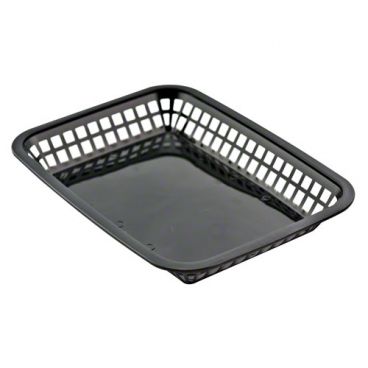Tablecraft 1077BK 10-3/4" x 7-3/4" x 1-1/2" Black Rectangular Polypropylene Grande Platter Fast Food Basket