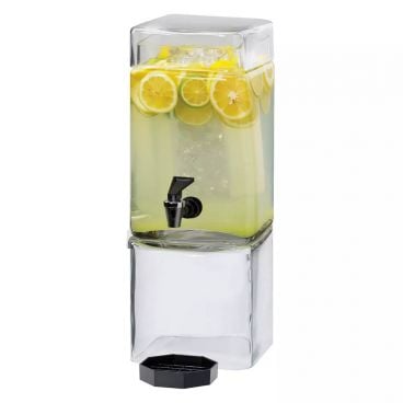 Cal-Mil 1112-1 1.5 Gallon Square 7 1/4" x 9 1/4" x 18 1/2" Glass Beverage Dispenser with Ice Chamber