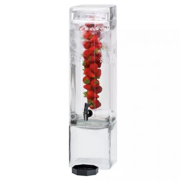 Cal-Mil 1112-3INF 3 Gallon Square 26 1/2" x 7" x 9 1/4" Glass Beverage Dispenser with Infusion Chamber