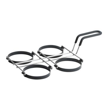 Tablecraft 1240 Black Non Stick 4" Four Egg Rings with Handle