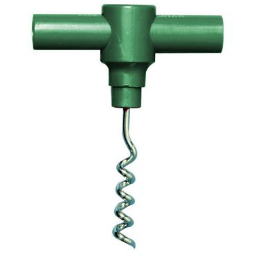 Spill Stop 132-04 Hand-Held T-Shaped Pocket Corkscrew - Green