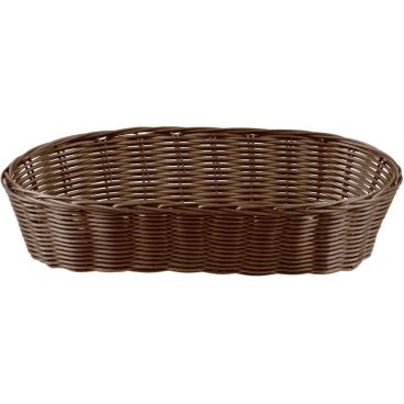 Tablecraft 1413 12 1/2" x 5" x 3" Brown Polypropylene Handwoven Oblong Basket