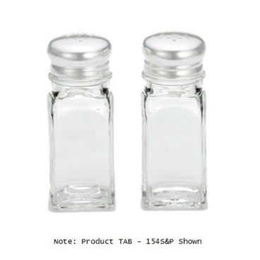 Tablecraft 154J-2 2 oz. Glass Salt and Pepper Dispenser Jars Only (fits model number 154)