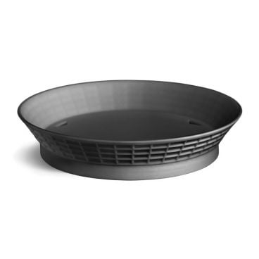 Tablecraft 157512BK 12" Black Plastic Polypropylene Round Diner Platter / Fast Food Basket with Base