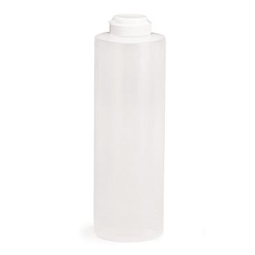 Tablecraft 2124C-1 24 Ounce White Polyethylene Squeeze Dispensers with Hinged Caps