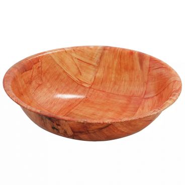 Tablecraft 218W Round 18" Mahogany Woven Wood Round Salad Bowl