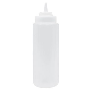 Tablecraft 23363C 32 Ounce Polyethylene Clear WideMouth Squeeze Dispensers with Wide Cone Tips