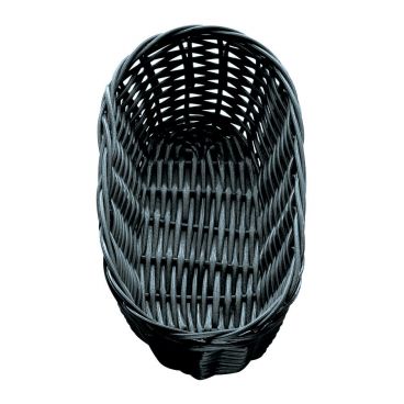 Tablecraft 2417 9" x 4" x 2" Black Polypropylene Cord Oblong Handwoven Basket