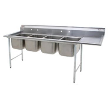 Eagle Group 314-16-4-18R Four Compartment Stainless Steel Commercial Sink with Right Drainboard - 92 1/8"