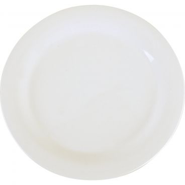Carlisle 3300202 White Melamine Sierrus Narrow Rim Round Dinner Plate 12/Case - 10-1/2" Diameter