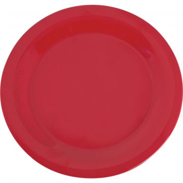 Carlisle 3300205 Red Melamine Sierrus Narrow Rim Round Dinner Plate 12/Case - 10-1/2" Diameter