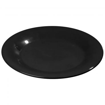 Carlisle 3301203 Black Melamine Sierrus Wide Rim Round Dinner Plate 24/Case - 9" Diameter