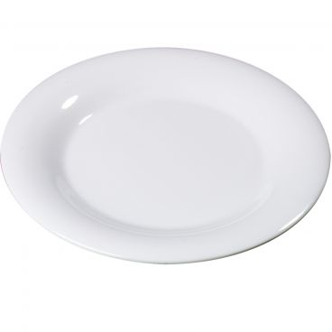 Carlisle 3302402 White Melamine Sierrus Wide Rim Round Dinner Plate 12/Case - 12" Diameter
