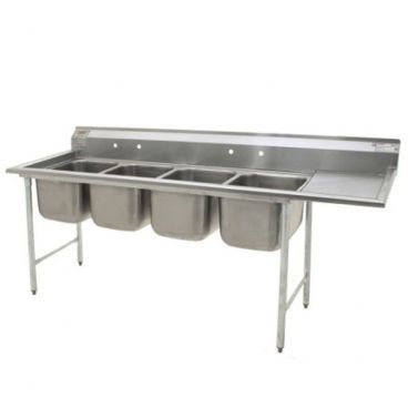Eagle Group 414-18-4-24R Four 18" Bowl Stainless Steel Commercial Compartment Sink with 24" Right Sided Drainboard