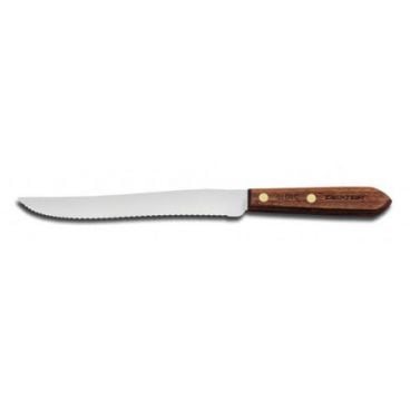 Dexter Russell 13341 Traditional Series 8" Scalloped Edge Slicer with High-Carbon Steel Blade and Walnut Handle