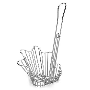 Tablecraft 44060 Chrome Plated Sloped Taco Salad Basket with 17-3/4" Handle