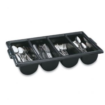 Vollrath 52653 Black Plastic Cutlery Box with 4 Compartments