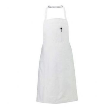 Chef Revival 610BAC White Cotton Economy Bib Apron with Pencil Pocket - One Size
