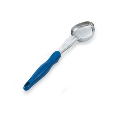 Vollrath 6412230 Stainless Steel Heavy-Duty One-Piece 2 Oz. Solid Oval Spoodle with Blue Handle