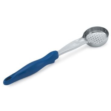 Vollrath 6432230 Stainless Steel Heavy-Duty One-Piece 2 Oz. Perforated Spoodle with Blue Handle