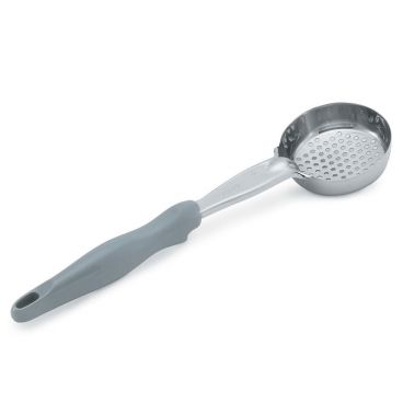 Vollrath 6432445 Stainless Steel Heavy-Duty One-Piece 4 Oz. Perforated Spoodle with Gray Handle