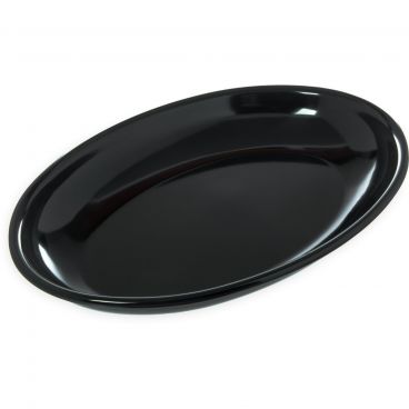Carlisle 791603 Black Melamine Designer Displayware Oval Platter 4 Pack - 16" x 12"