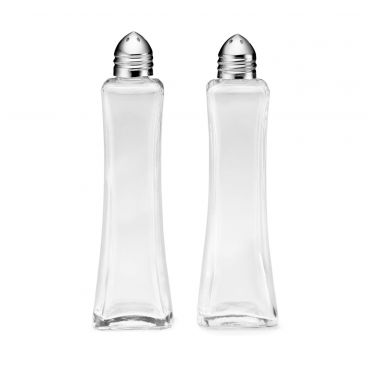 Tablecraft 81 2 oz Metro Glass Salt and Pepper Shakers with Chrome Plated Metal Tops