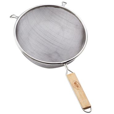 Tablecraft 97 10 1/4" Single Fine Tin Mesh Strainer with Wood Handle
