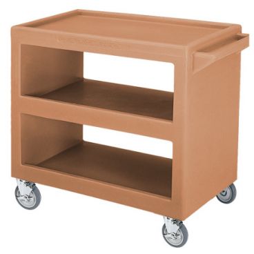 Cambro BC235157 Coffee Beige 37-1/4 Inch Open Sided Three Shelf Standard Service Cart with 5" Casters