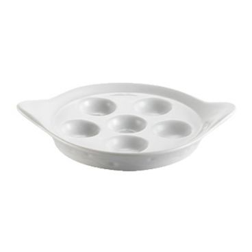 CAC ESD-9 8.5" Porcelain Gourmet Escargot Dish/Super White
